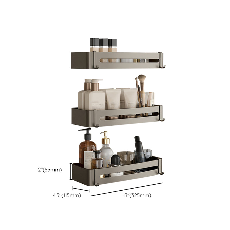 Lisslune | Contemporary Aluminum Bathroom Accessories Set Gray Bath Shelf