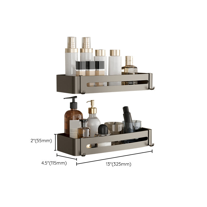 Lisslune | Contemporary Aluminum Bathroom Accessory Set Gray Bath Shelf
