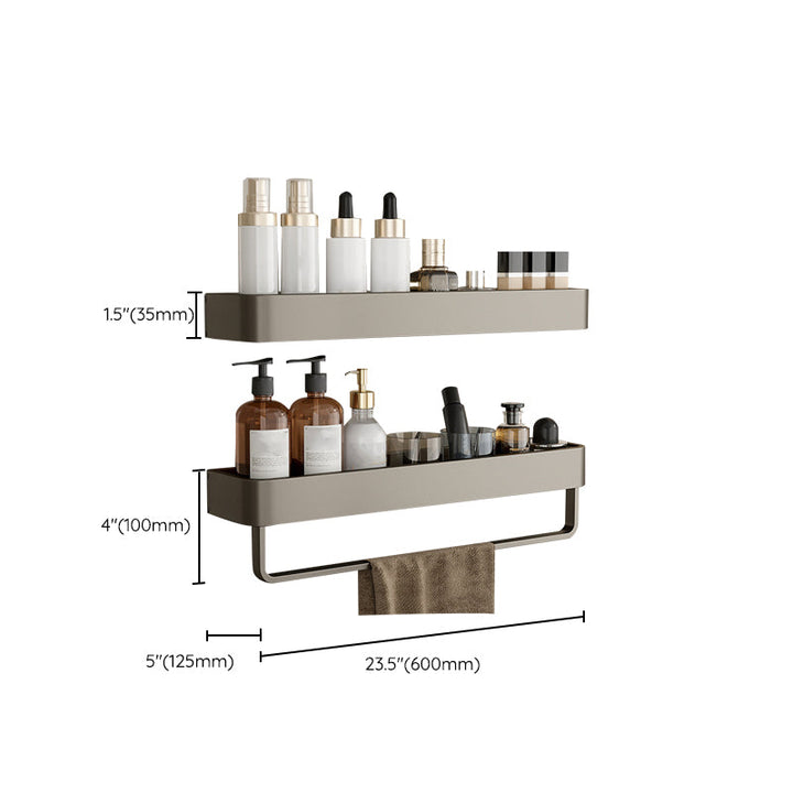 Lisslune | Contemporary Aluminum Bathroom Accessories Set Gray Bath Shelf