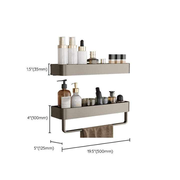 Lisslune | Contemporary Aluminum Bathroom Accessory Set Gray Bath Shelf