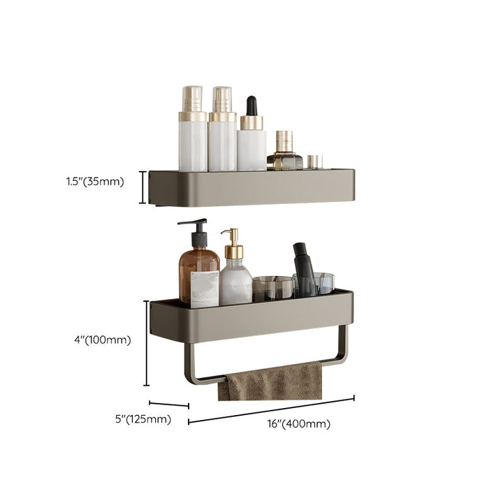 Lisslune | Contemporary Aluminum Bathroom Accessories Set Gray Bath Shelf