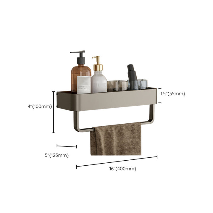 Lisslune | Contemporary Aluminum Bathroom Accessory Set Grey Bath Shelf
