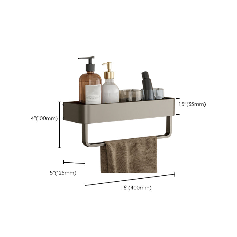 Lisslune | Contemporary Aluminum Bathroom Accessory Set Gray Bath Shelf