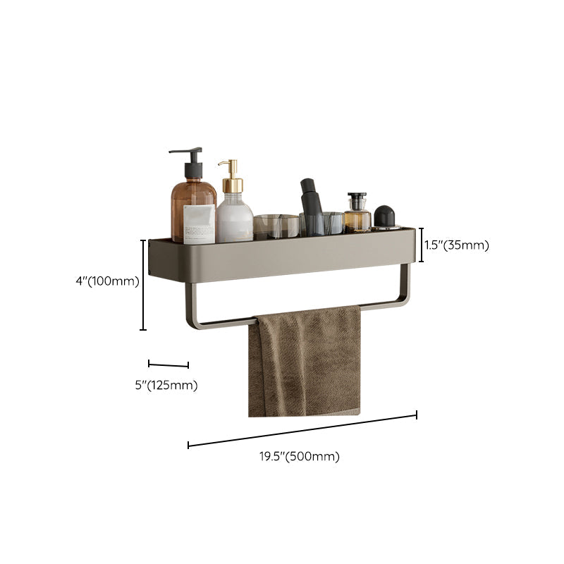 Lisslune | Contemporary Aluminum Bathroom Accessory Set Gray Bath Shelf