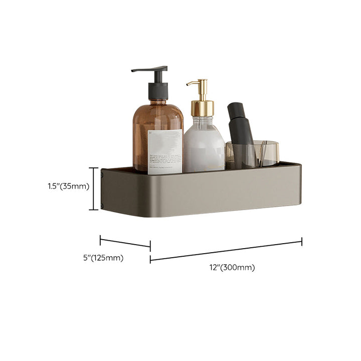 Lisslune | Contemporary Aluminum Bathroom Accessory Set Gray Bath Shelf