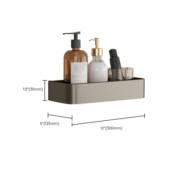 Lisslune | Contemporary Aluminum Bathroom Accessory Set Grey Bath Shelf