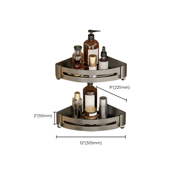 Lisslune | Contemporary Aluminum Bathroom Accessory Set Gray Bath Shelf