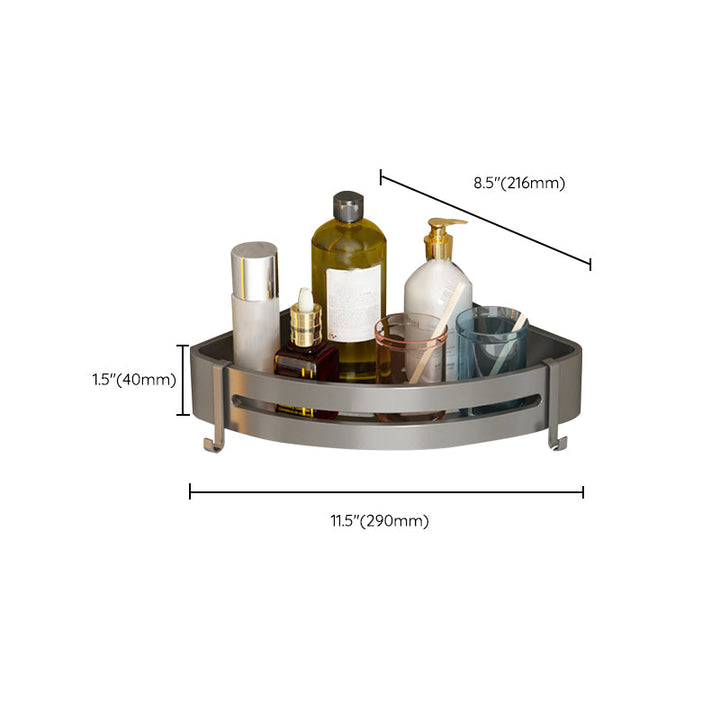 Lisslune | Contemporary Aluminum Bathroom Accessory Set Gray Bath Shelf