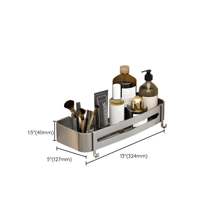 Lisslune | Contemporary Aluminum Bathroom Accessories Set Gray Bath Shelf