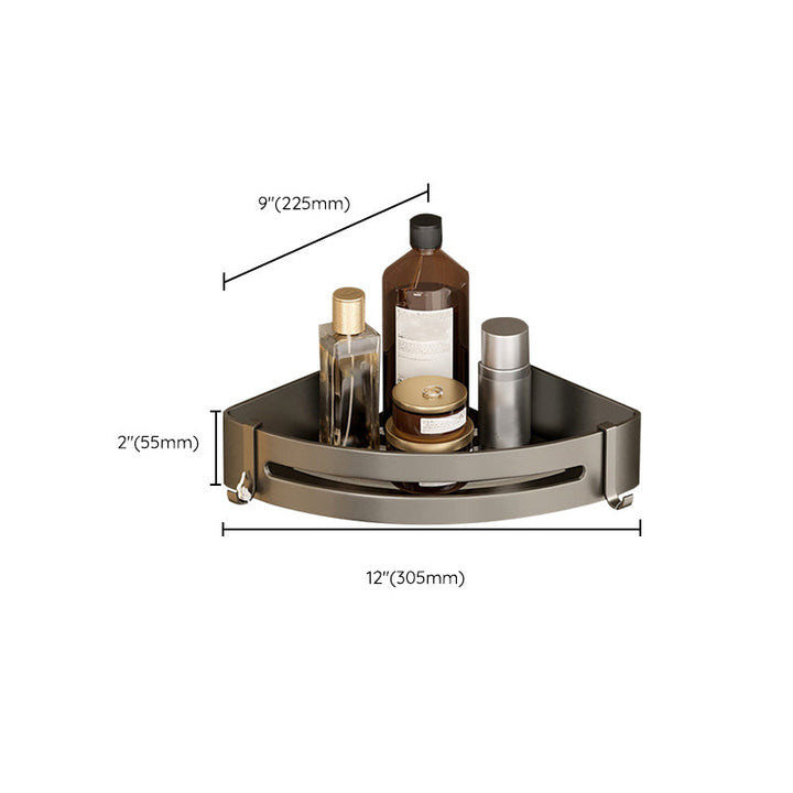 Lisslune | Contemporary Aluminum Bathroom Accessory Set Grey Bath Shelf
