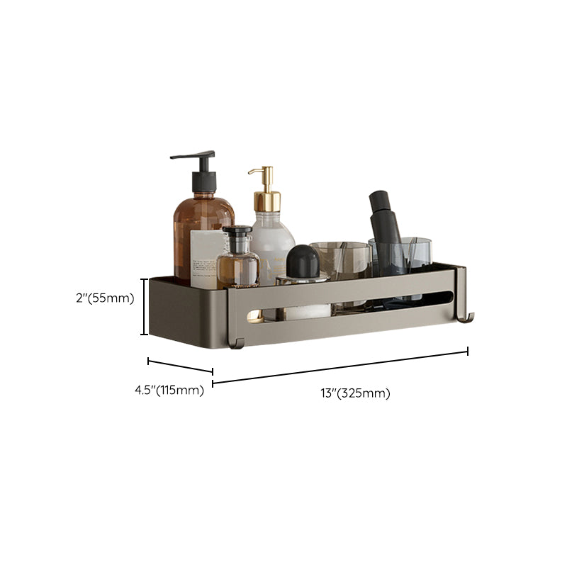 Lisslune | Contemporary Aluminum Bathroom Accessory Set Gray Bath Shelf