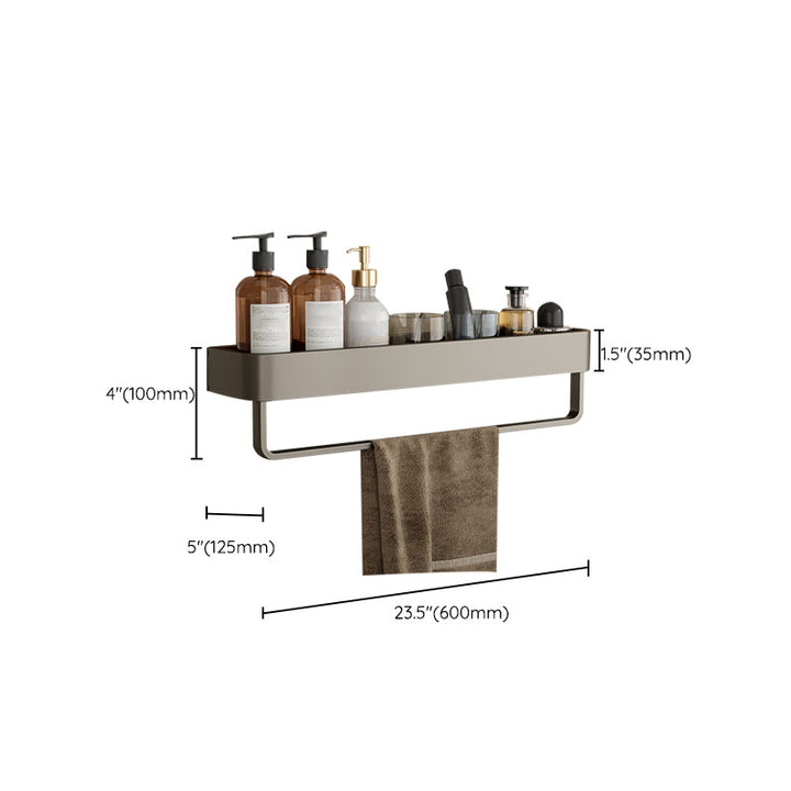 Lisslune | Contemporary Aluminum Bathroom Accessory Set Gray Bath Shelf