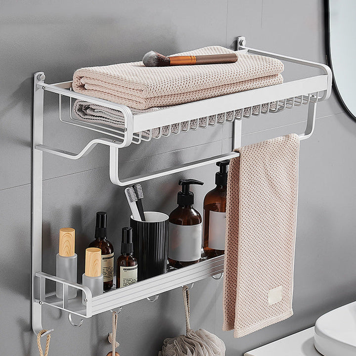 Lisslune | Black / Silver Bathroom Accessories Aluminium Hardware Set Bathroom Shelf