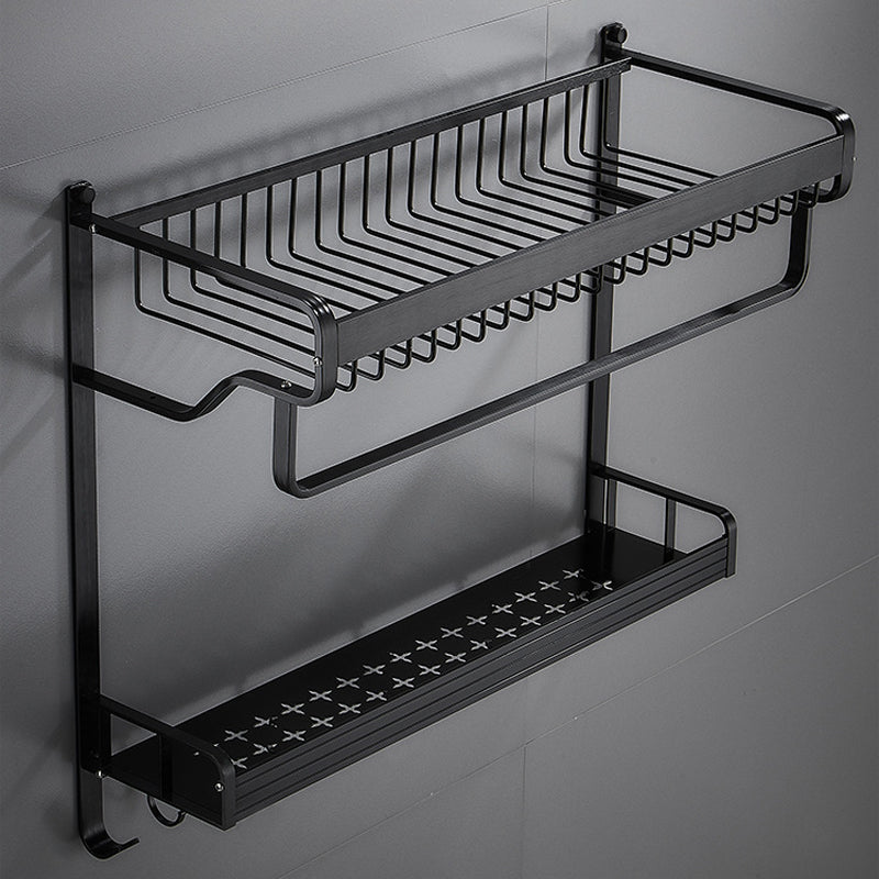 Lisslune | Black / Silver Bathroom Accessories Aluminium Hardware Set Bathroom Shelf