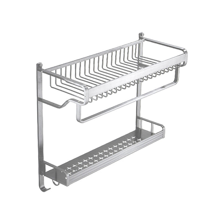 Lisslune | Black / Silver Bathroom Accessories Aluminium Hardware Set Bathroom Shelf