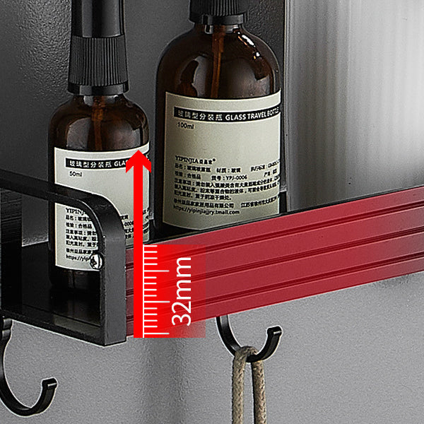 Lisslune | Black / Silver Bathroom Accessories Aluminium Hardware Set Bathroom Shelf