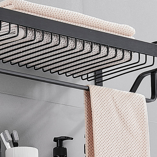 Lisslune | Black / Silver Bathroom Accessories Aluminium Hardware Set Bathroom Shelf