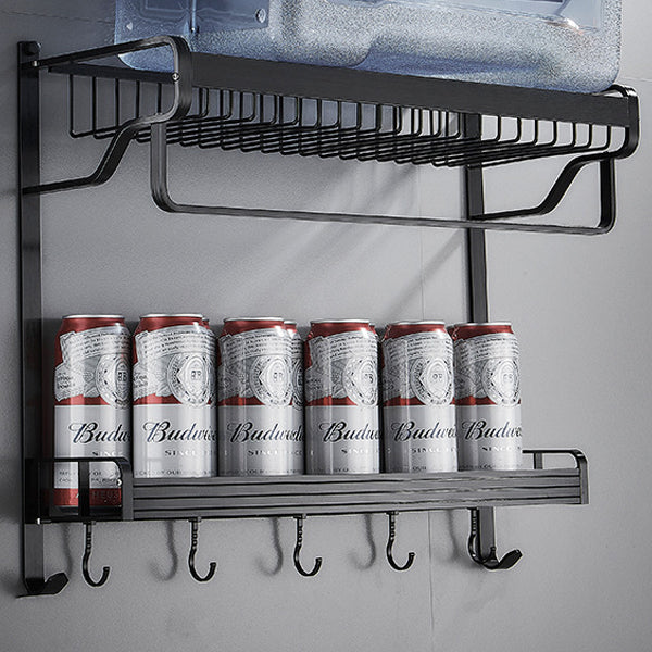 Lisslune | Black / Silver Bathroom Accessories Aluminium Hardware Set Bathroom Shelf
