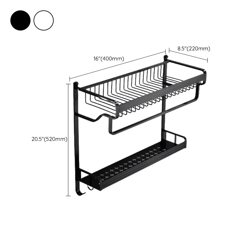 Lisslune | Black / Silver Bathroom Accessories Aluminium Hardware Set Bathroom Shelf