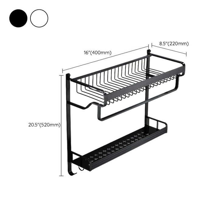 Lisslune | Black / Silver Bathroom Accessories Aluminium Hardware Set Bathroom Shelf