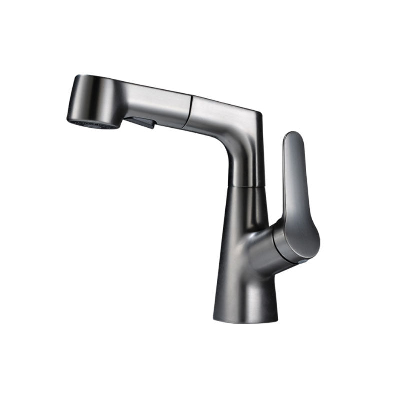 Lisslune | Modern Sink Faucet Copper Single Handle Low Arc Pull Down Sink Faucet