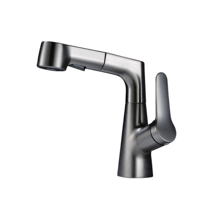 Lisslune | Modern Sink Faucet Copper Single Handle Low Arc Pull Down Sink Faucet