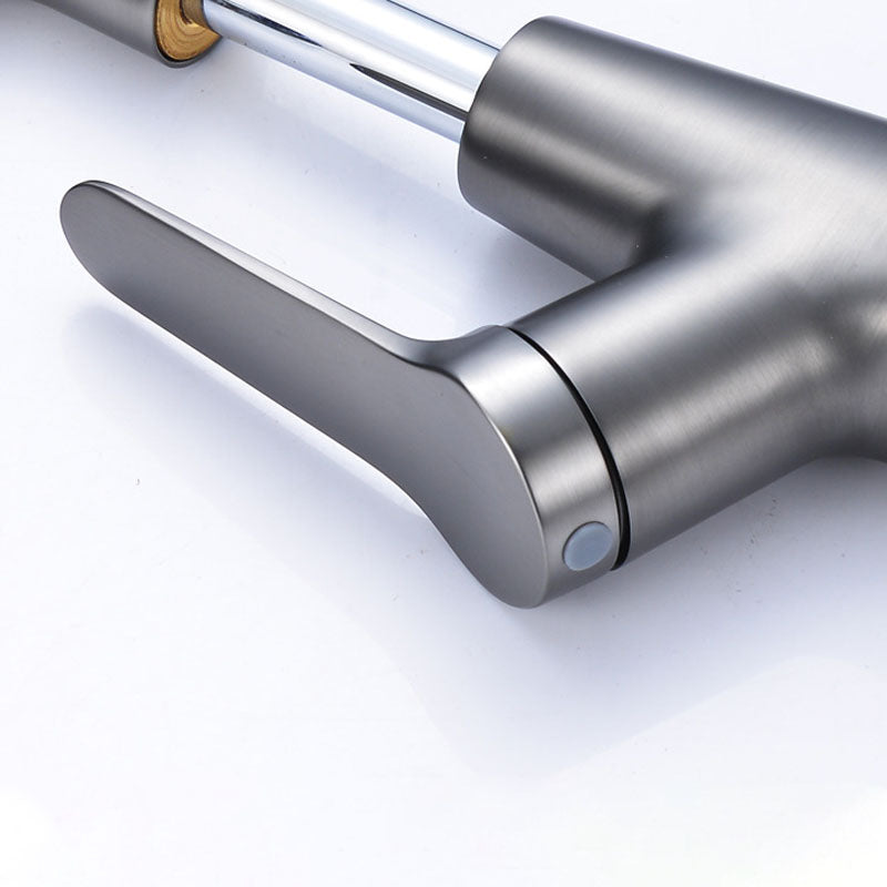 Lisslune | Modern Sink Faucet Copper Single Handle Low Arc Pull Down Sink Faucet