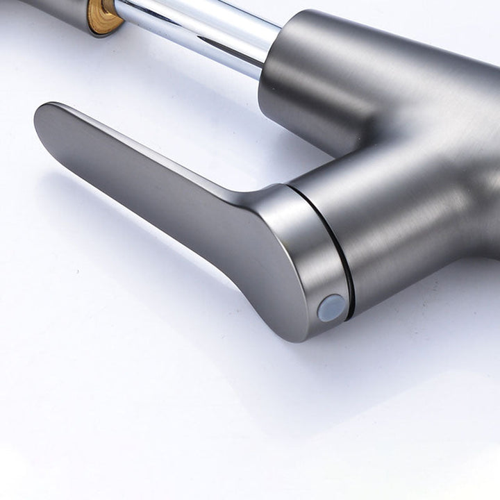 Lisslune | Modern Sink Faucet Copper Single Handle Low Arc Pull Down Sink Faucet