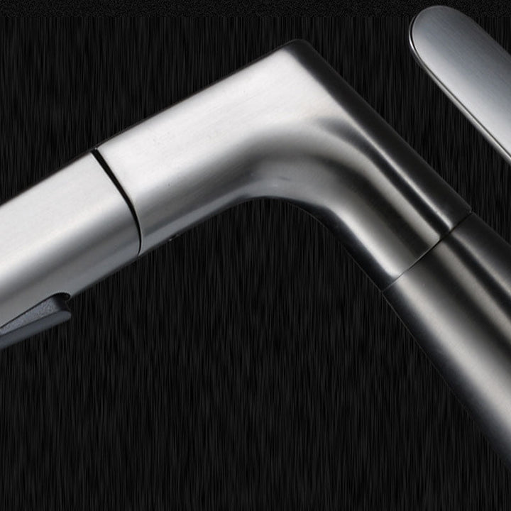 Lisslune | Modern Sink Faucet Copper Single Handle Low Arc Pull Down Sink Faucet