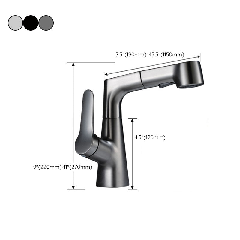 Lisslune | Modern Sink Faucet Copper Single Handle Low Arc Pull Down Sink Faucet