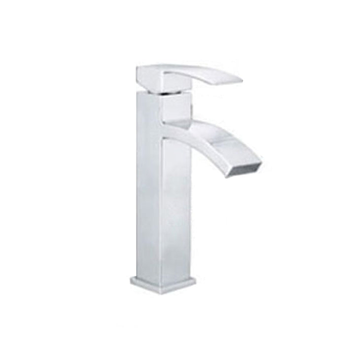 Lisslune | Cubic Chrome Bathroom Faucet Low Arc Single Lever Basin Faucet