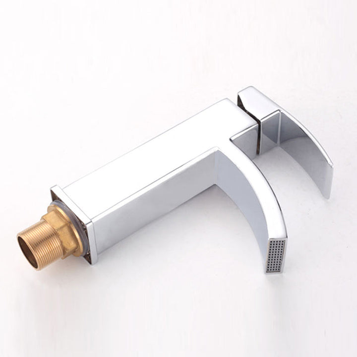 Lisslune | Cubic Chrome Bathroom Faucet Low Arc Single Lever Basin Faucet