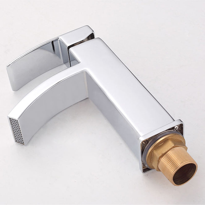 Lisslune | Cubic Chrome Bathroom Faucet Low Arc Single Lever Basin Faucet