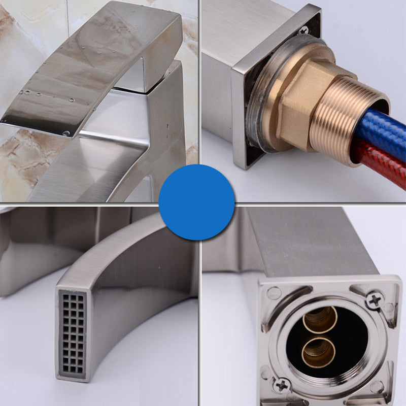Lisslune | Cubic Chrome Bathroom Faucet Low Arc Single Lever Basin Faucet