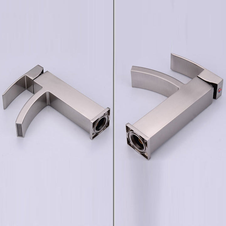 Lisslune | Cubic Chrome Bathroom Faucet Low Arc Single Lever Basin Faucet