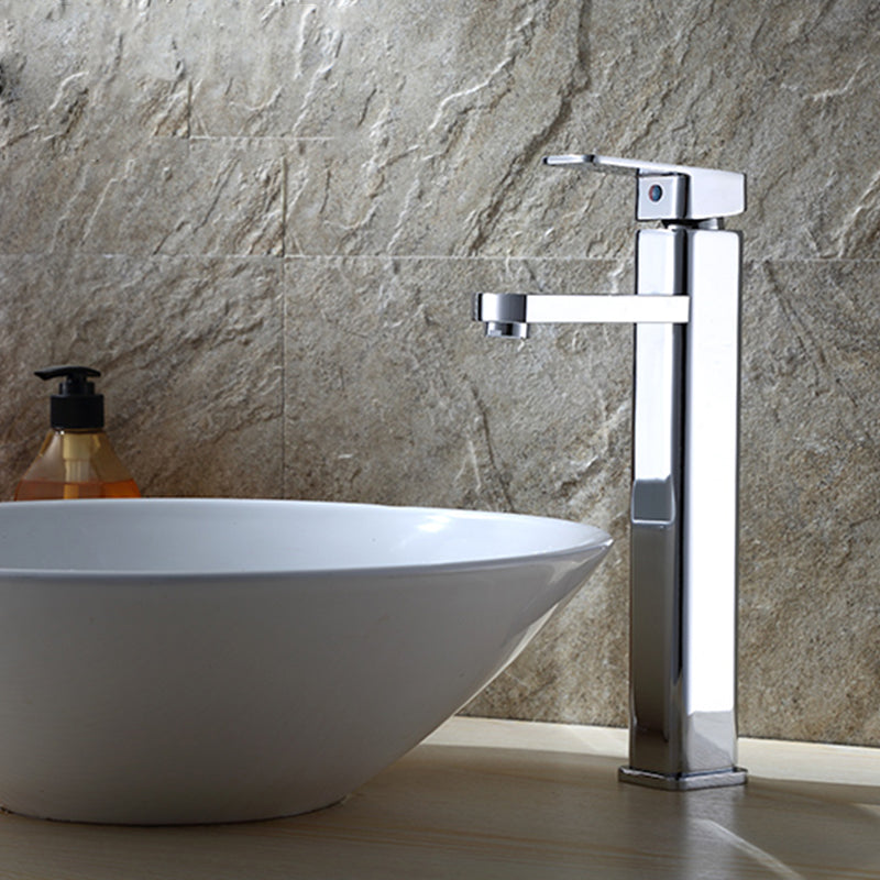 Lisslune | Cubic Chrome Bathroom Faucet Low Arc Single Lever Basin Faucet