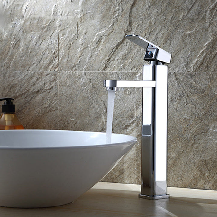 Lisslune | Cubic Chrome Bathroom Faucet Low Arc Single Lever Basin Faucet
