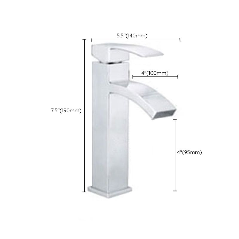 Lisslune | Cubic Chrome Bathroom Faucet Low Arc Single Lever Basin Faucet