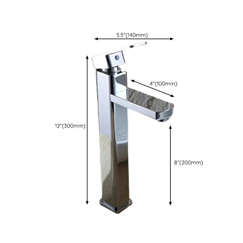 Lisslune | Cubic Chrome Bathroom Faucet Low Arc Single Lever Basin Faucet