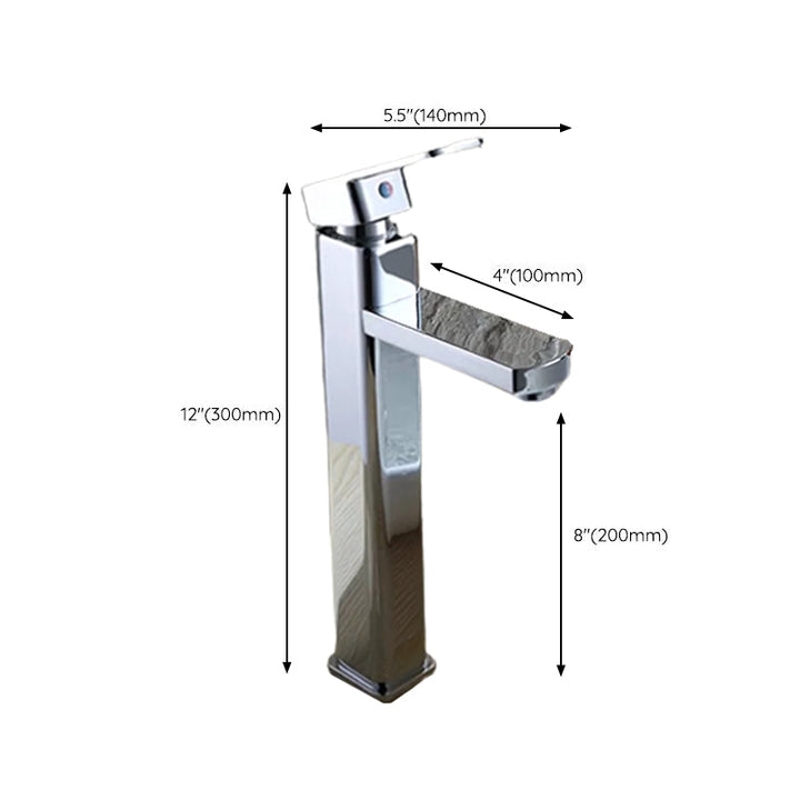 Lisslune | Cubic Chrome Bathroom Faucet Low Arc Single Lever Basin Faucet