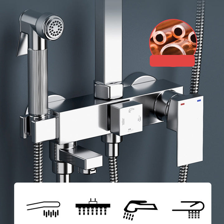 Lisslune | Wall-mounted Rectangular Shower System Stain-resistant Copper Modern Shower System