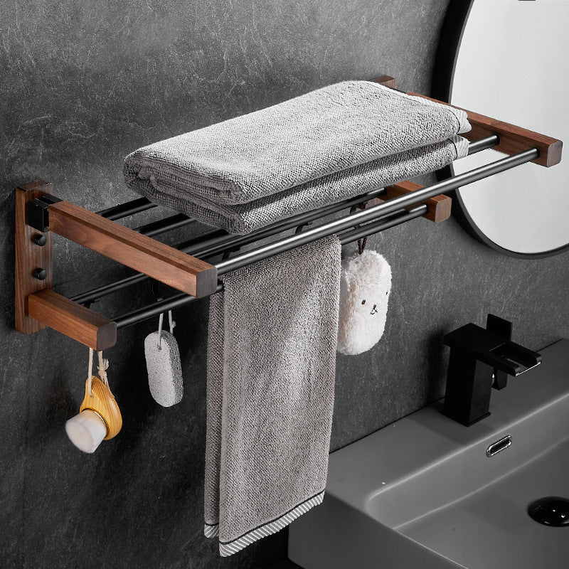 Lisslune | Wood & Aluminum Bathroom Set Brown Bathroom Accessory Set