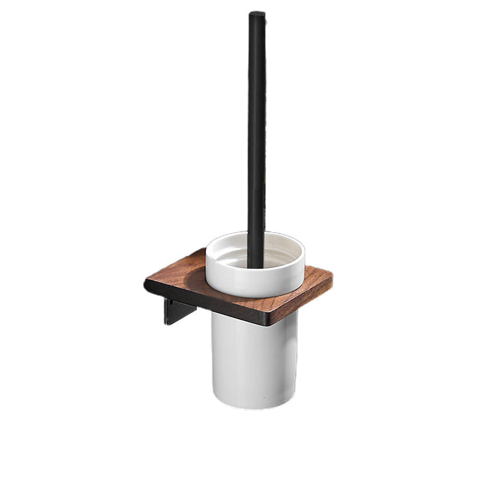 Lisslune | Wood & Aluminum Bathroom Set Brown Bathroom Accessory Set