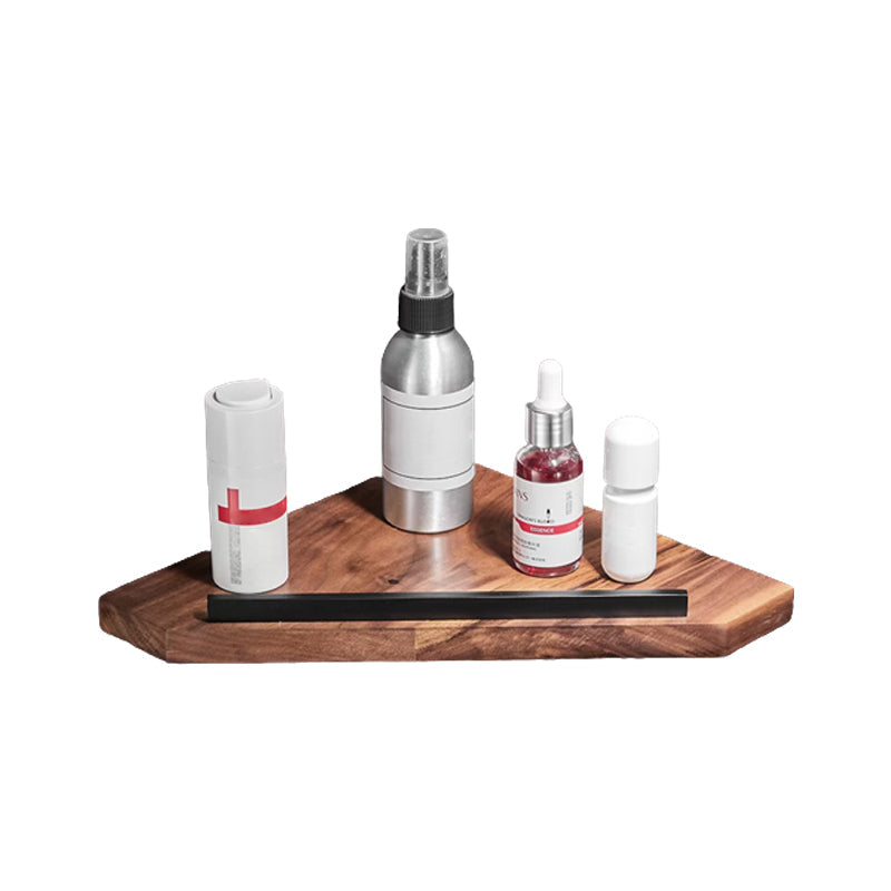 Lisslune | Wood & Aluminum Bathroom Set Brown Bathroom Accessory Set