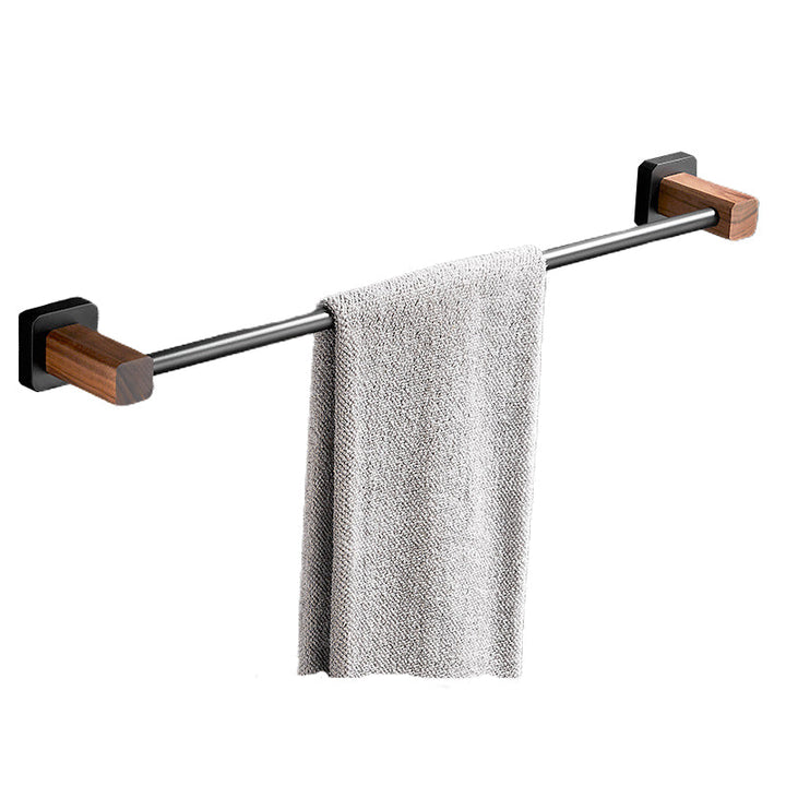 Lisslune | Wood & Aluminum Bathroom Set Brown Bathroom Accessory Set