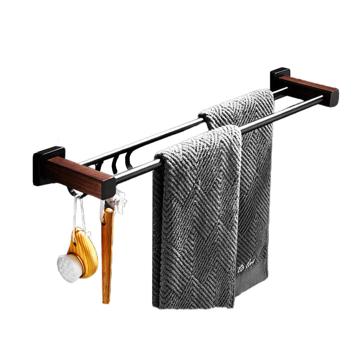 Lisslune | Wood & Aluminum Bathroom Set Brown Bathroom Accessory Set