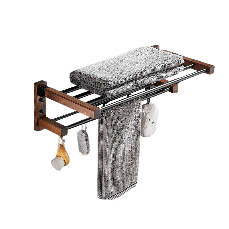 Lisslune | Wood & Aluminum Bathroom Set Brown Bathroom Accessory Set