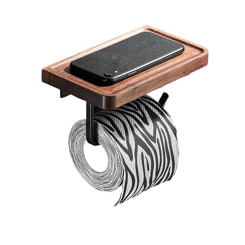 Lisslune | Wood & Aluminum Bathroom Set Brown Bathroom Accessory Set