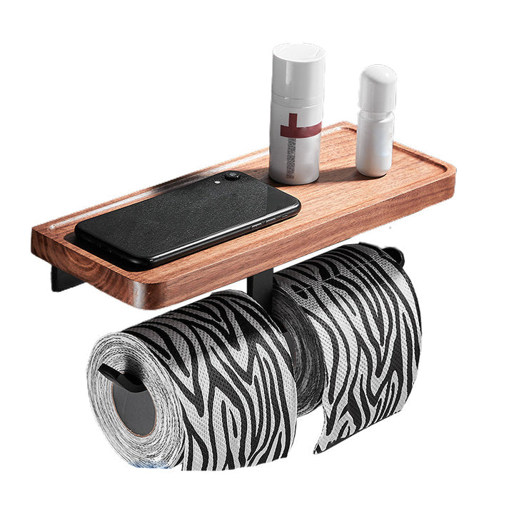 Lisslune | Wood & Aluminum Bathroom Set Brown Bathroom Accessory Set