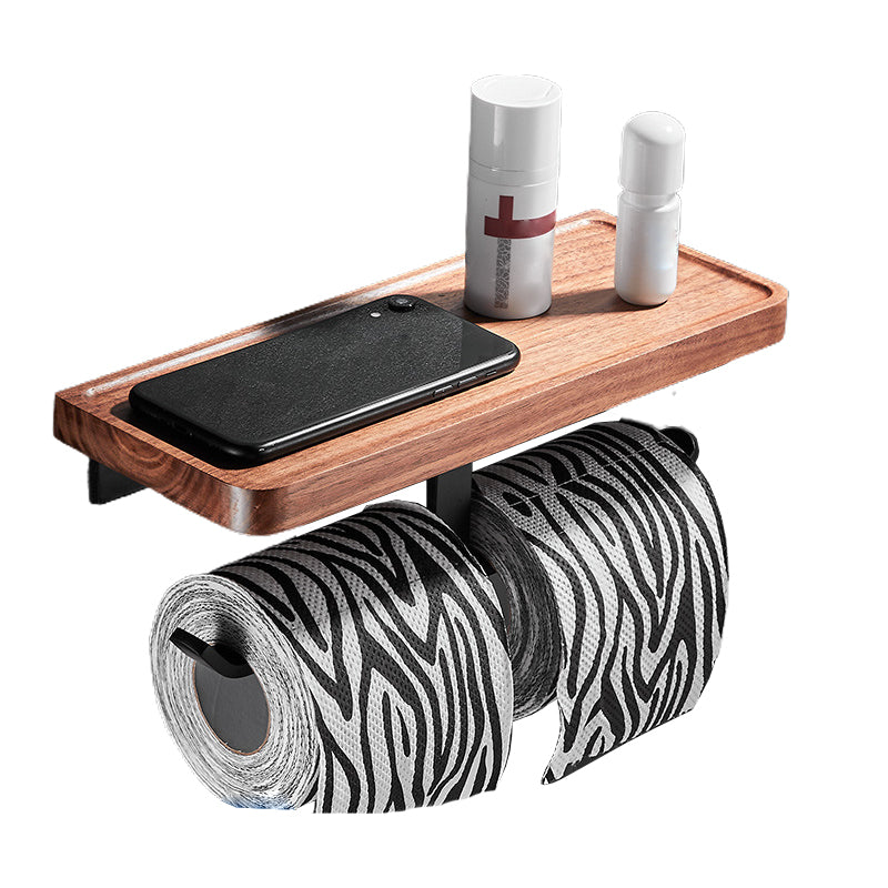 Lisslune | Wood & Aluminum Bathroom Set Brown Bathroom Accessory Set